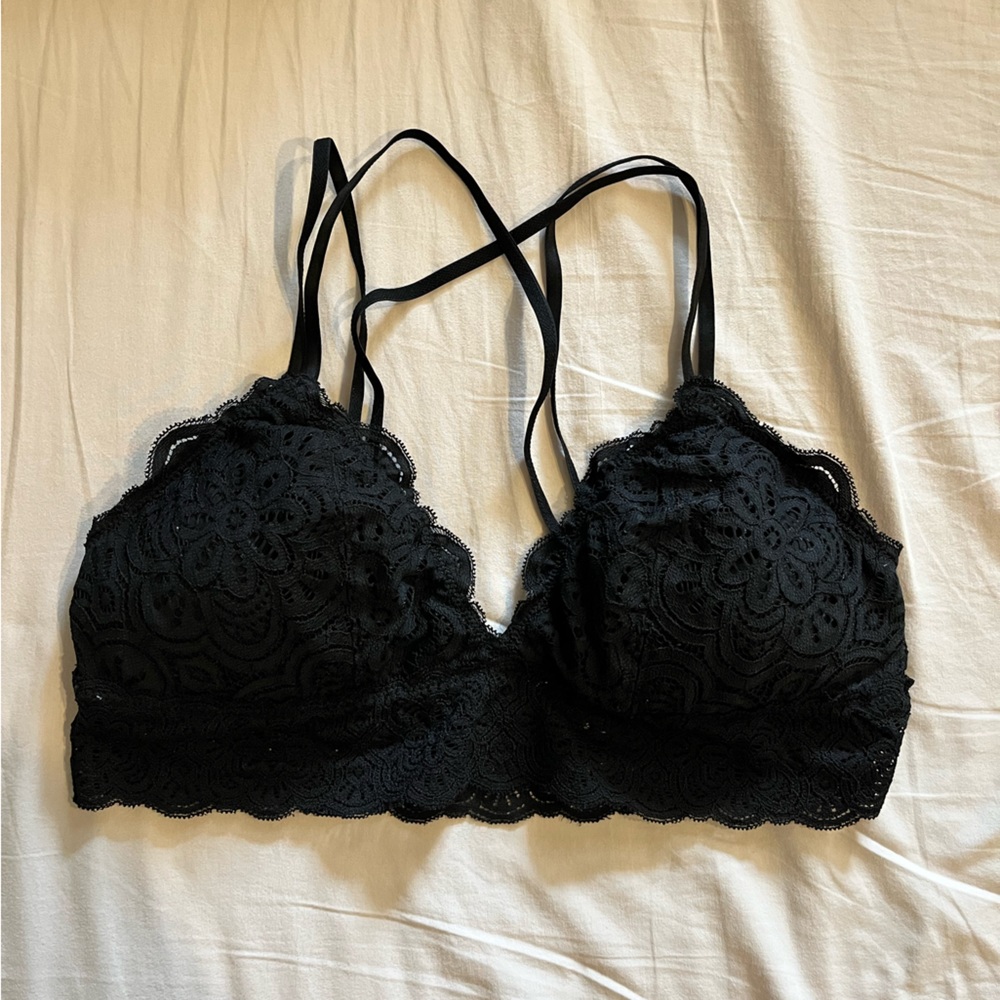 Aerie black lace strappy bralette